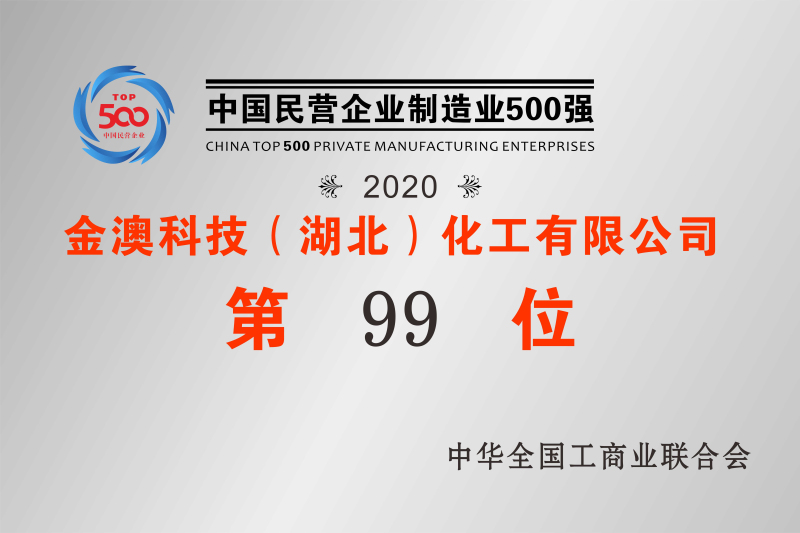 2020年中国民营制造业500强第99位